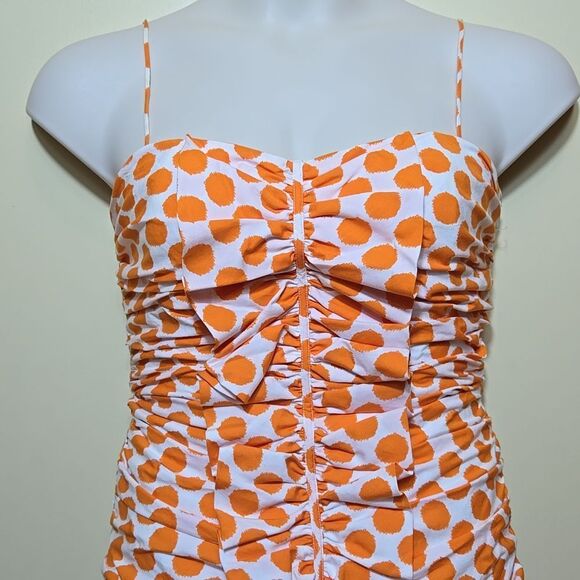 Rickie Freeman Teri Jon Polka Dot Ruched Mini Dress Ruffle Sweetheart 80s 90s - Picture 2 of 13